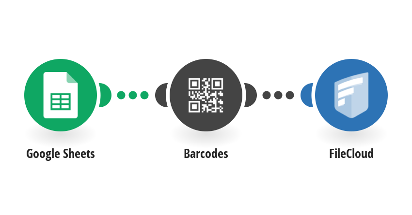 Generate barcode from data in Google Sheets rows and save it to FileCloud